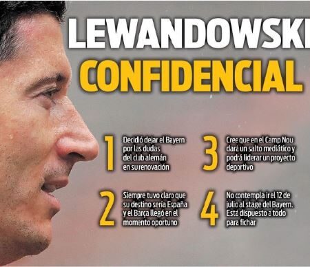 Canadian press: Lewandowski believes Barcelona will not announce when he can take over Bayern.